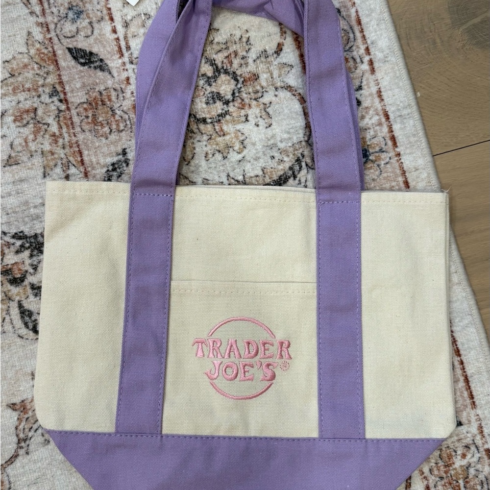 Trader Joes spring mini pastel purple tote bag